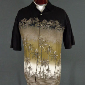Pierre Cardin Rayon Palm Tree Hawaiian Shirt  Med